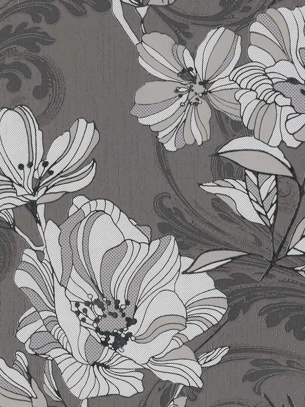 silver floral wallpaper for bedroom by A Street Prints