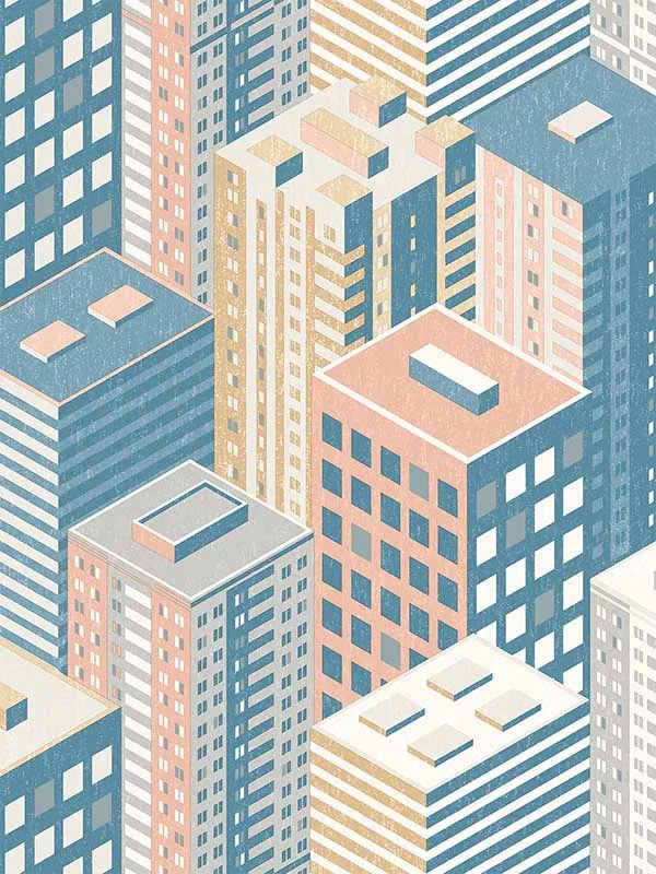 Vrlo05-705 City Blocks Peach Wallpaper for Living Rooms or Bedrooms | Veer Decor - Shop Safe in Houston Wallpapering peach patterned wallpaper for bedroom by Veer Decor