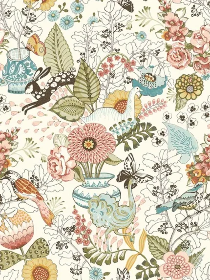 pink patterned wallpaper for bedroom by A Street Prints