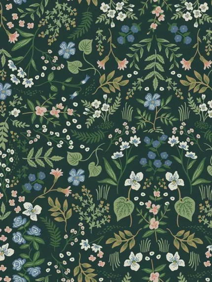 hunter green wood wallpaper for bedroom by Rifle Paper Co