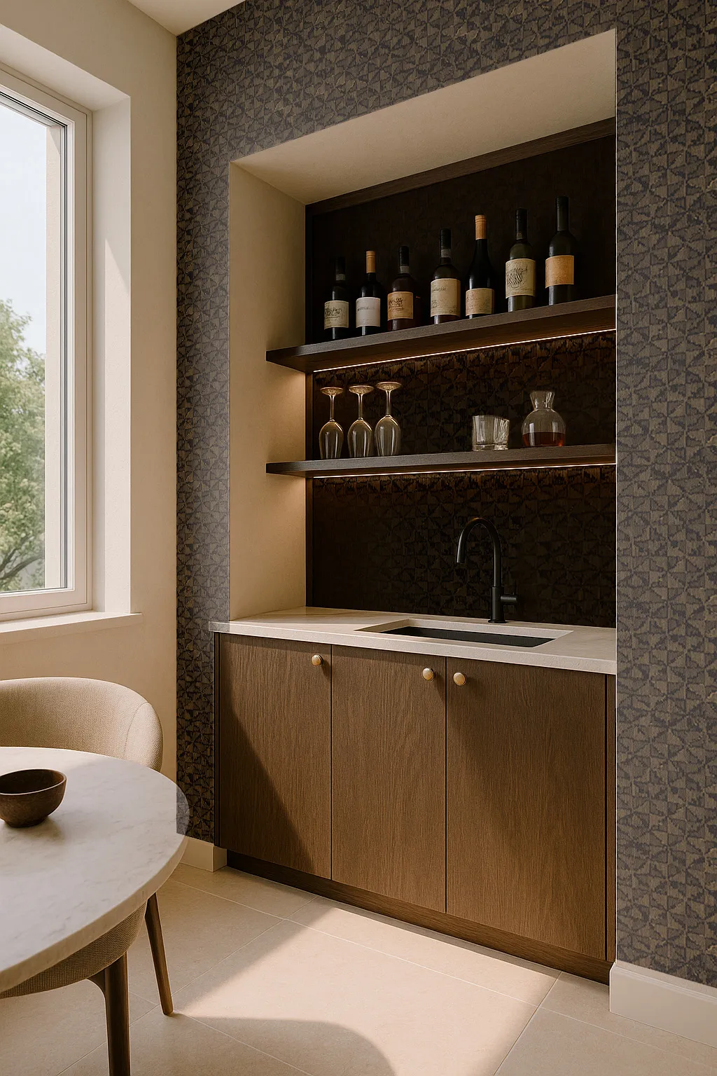 ys970812b Signature Geometric Wallpaper by Wow - Modern in Navy with Gold - Image 1