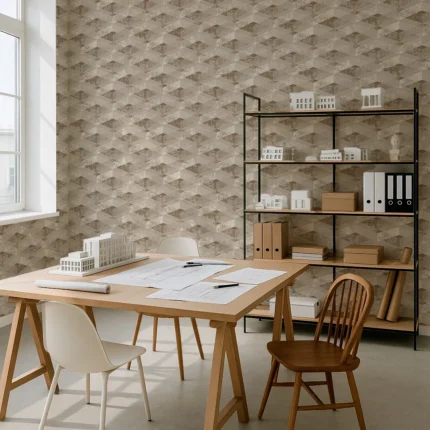Signature Geometric Wallpaper by Wow - Premium in Beige with Taupe