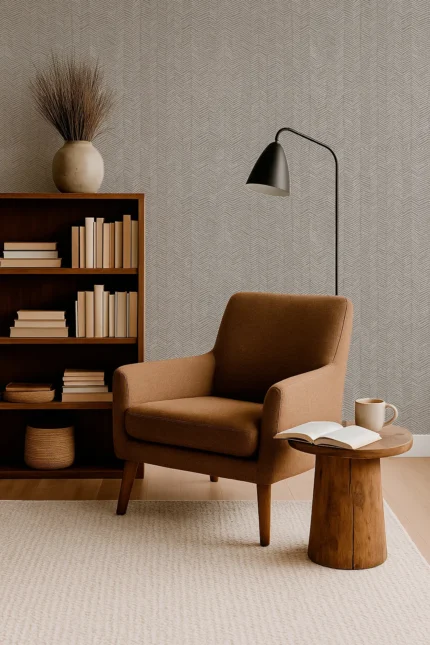 Signature Geometric Wallpaper by Wow - Modern in Light Gray with Beige