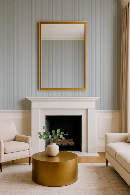 Signature Stripe Wallpaper by Wow - Modern in Light Gray with Charcoal