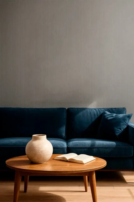 Signature Stripe Wallpaper by Wow - Modern in Navy with Light Gray