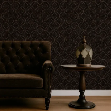 Signature Geometric Wallpaper by Wow - Premium in Charcoal with Beige