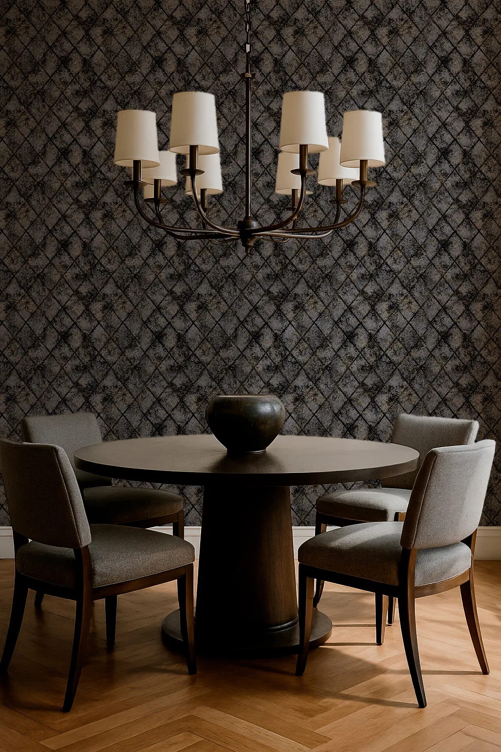 ys986203 Signature Geometric Wallpaper by Wow - Premium in Charcoal with Gold - Image 1