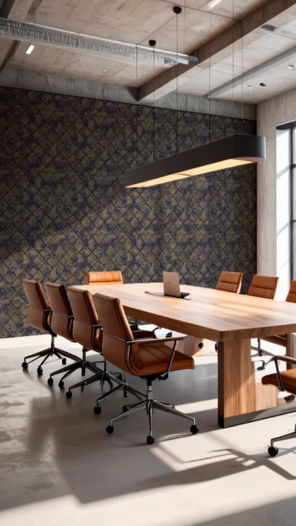 Signature Geometric Wallpaper by Wow - Premium in Beige with Navy