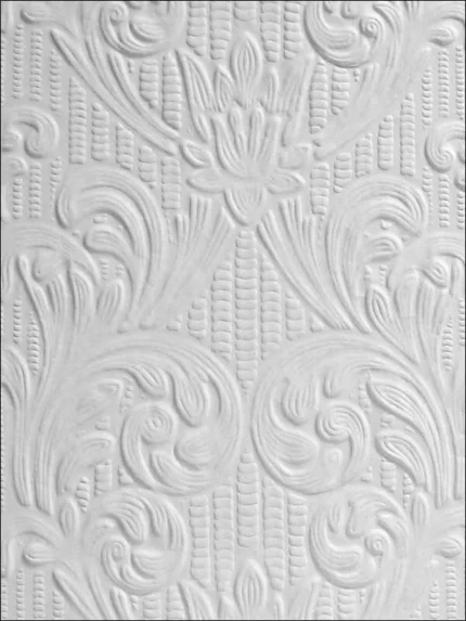 white damask wallpaper for dining room by Brewster