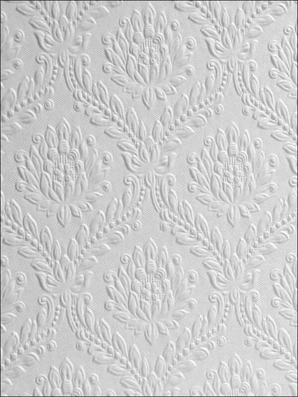 white damask wallpaper for dining room by Brewster