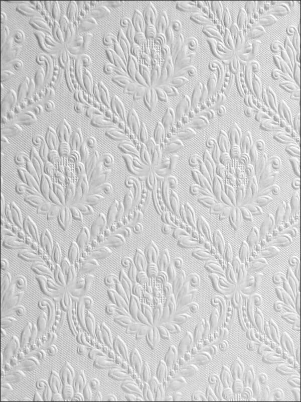 white damask wallpaper for dining room by Brewster