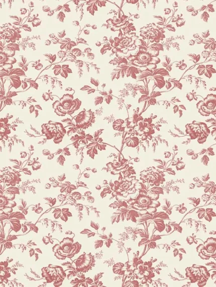 french red toile wallpaper for dining room by York