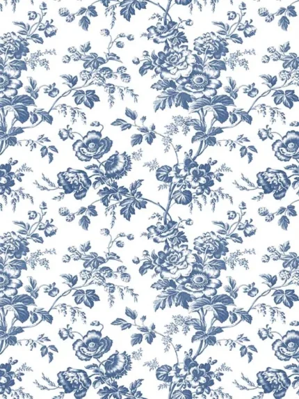 navy toile wallpaper for dining room by York