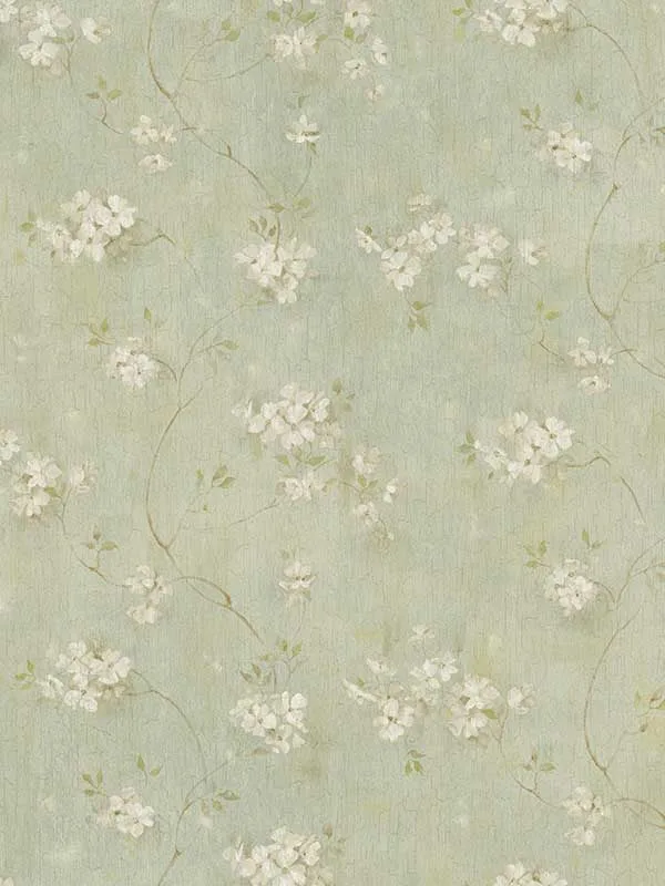 aqua floral wallpaper for bedroom by Chesapeake