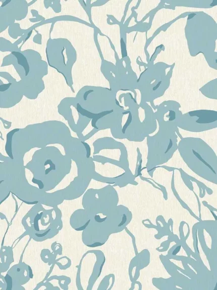 aqua floral wallpaper for bedroom by York
