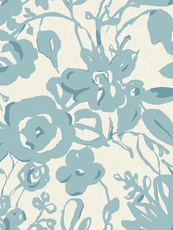 aqua floral wallpaper for bedroom by York