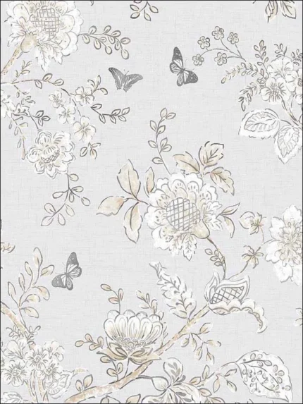grey beige dove toile wallpaper for dining room by Patton Norwall