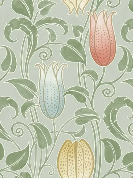 sage patterned wallpaper for bedroom by Ronald Redding