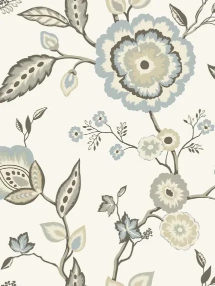 off white and blue floral wallpaper for bedroom by York