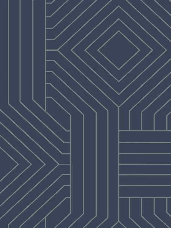navy patterned wallpaper for bedroom by Candice Olson