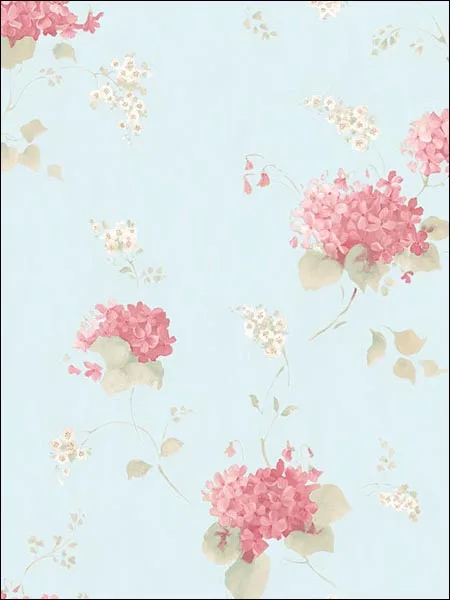 blues pinks floral wallpaper for bedroom by Patton Norwall