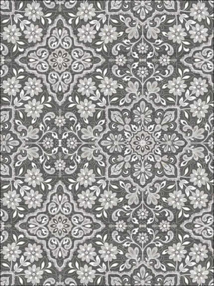 black grey metallic silver coal floral wallpaper for bedroom by Patton Norwall