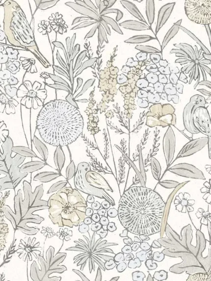 neutral floral wallpaper for office by Chesapeake