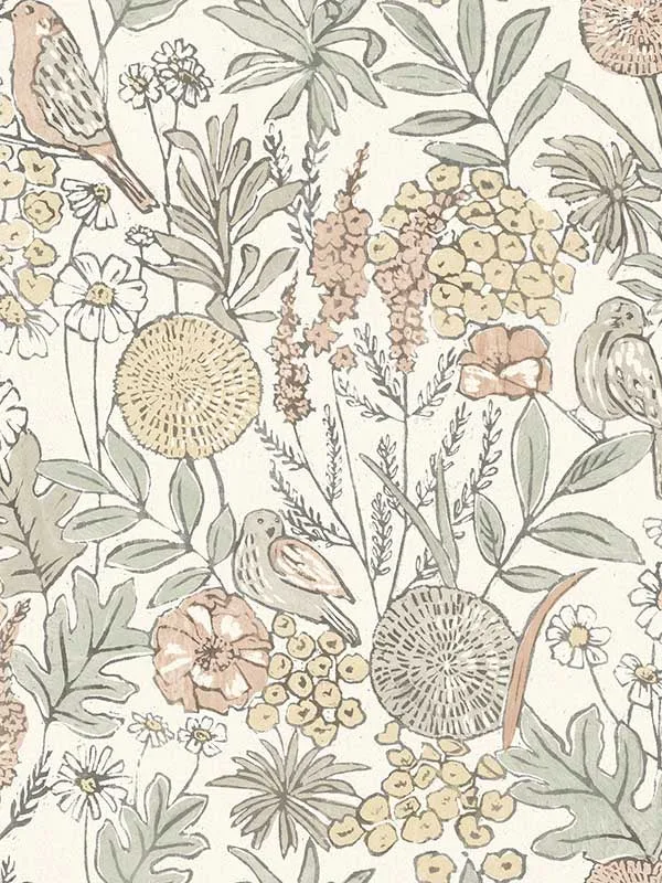 peach floral wallpaper for office by Chesapeake