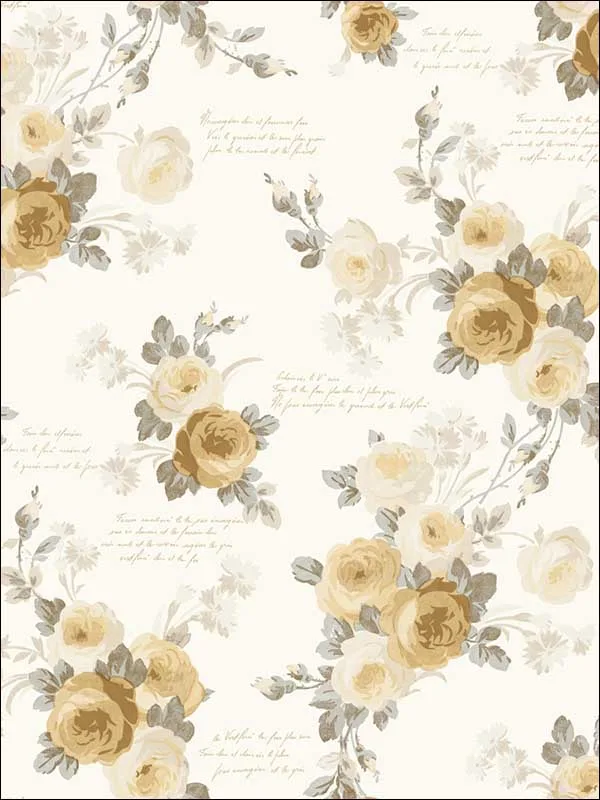 yellow patterned wallpaper for bedroom by Magnolia Home  by Joanna Gaines