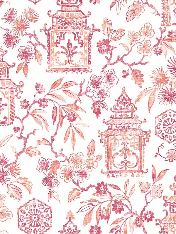 coral patterned wallpaper for bedroom by A Street Prints