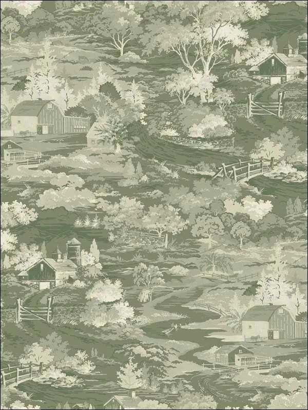 green and off white patterned wallpaper for bedroom by Magnolia Home  by Joanna Gaines
