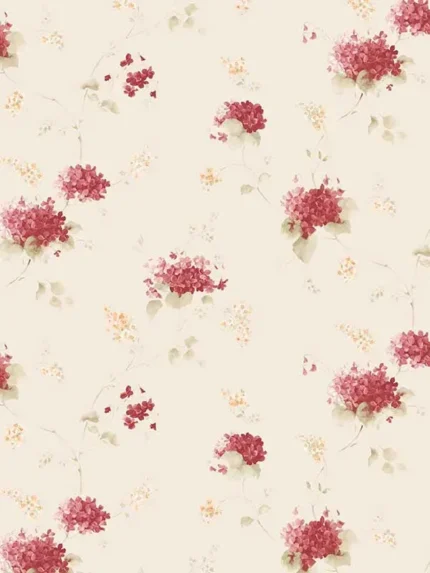 cream red yellow green ochre patterned wallpaper for bedroom by Patton Norwall