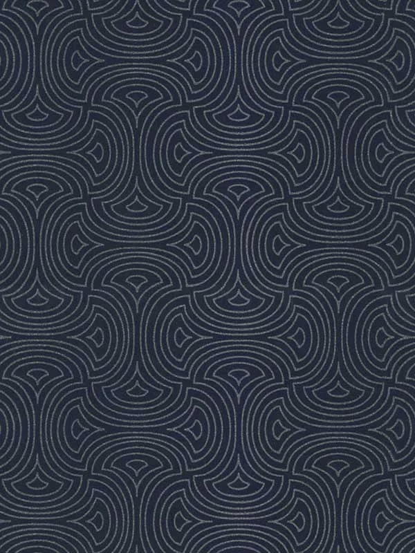 navy patterned wallpaper for bedroom by Candice Olson