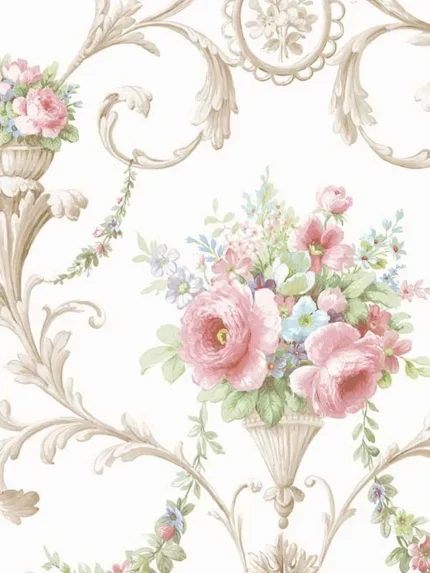 pink blue floral wallpaper for bedroom by Patton Norwall