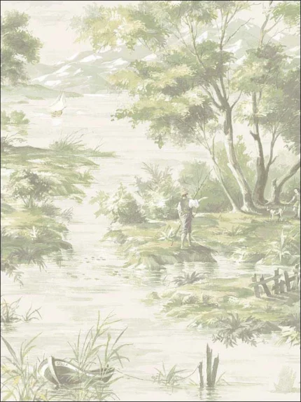 green patterned wallpaper for bedroom by Patton Norwall
