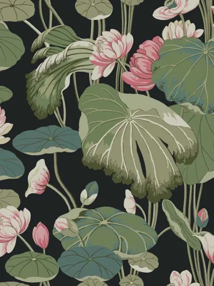 black and pink patterned wallpaper for bedroom by York