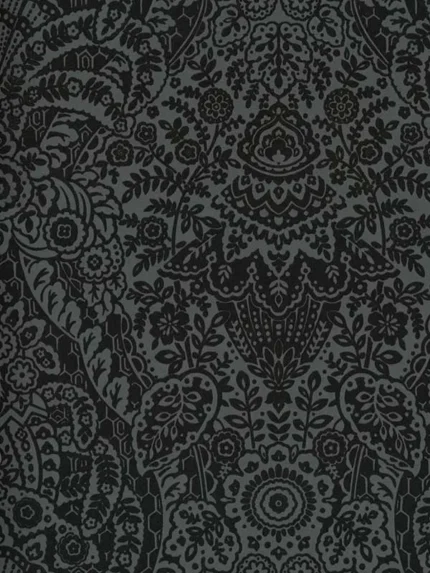 charcoal damask wallpaper for dining room by A Street Prints