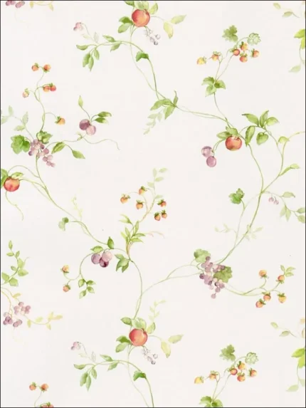 greens oranges pinks patterned wallpaper for bedroom by Patton Norwall