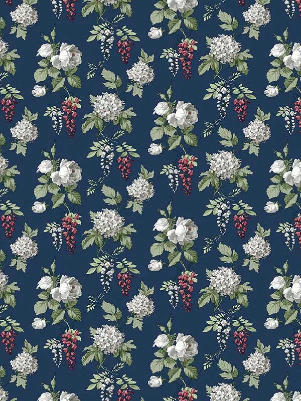 navy burgundy green patterned wallpaper for bedroom by Patton Norwall