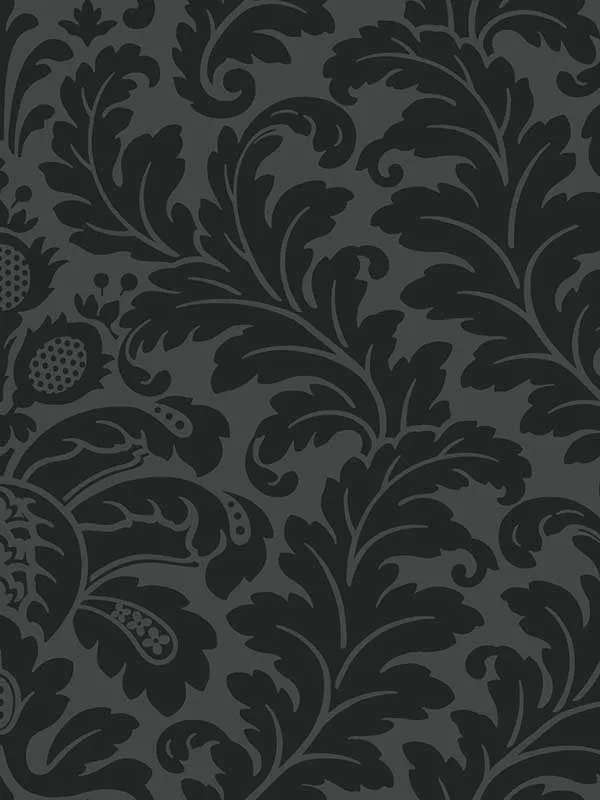 black patterned wallpaper for bedroom by Candice Olson