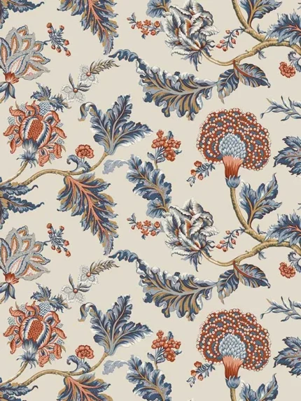 navy patterned wallpaper for bedroom by Ronald Redding