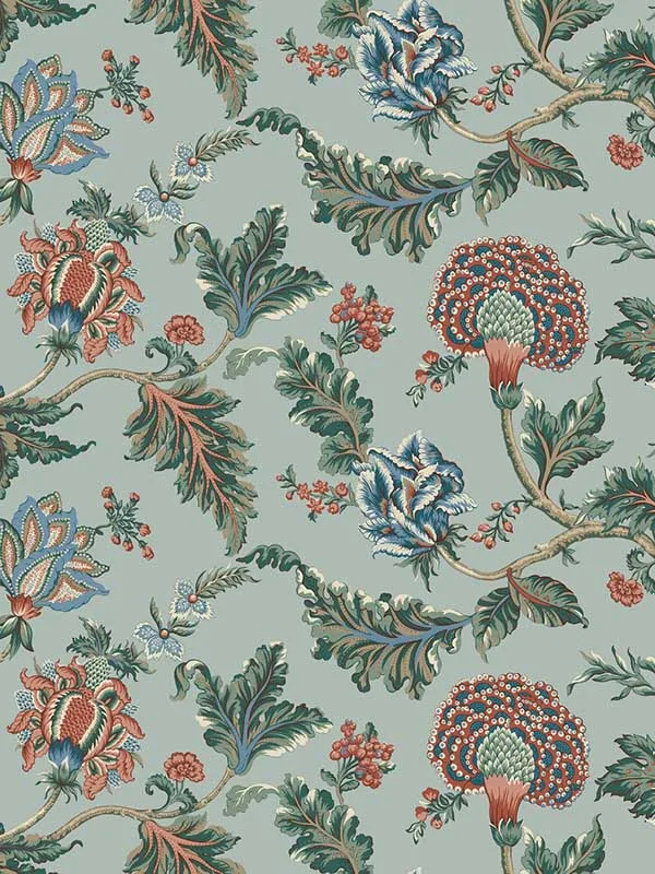 teal patterned wallpaper for bedroom by Ronald Redding