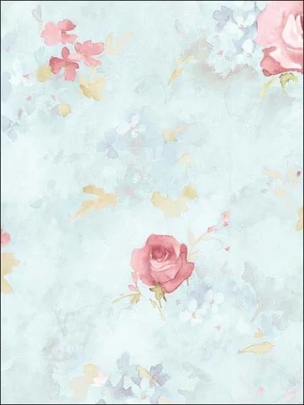blue pink patterned wallpaper for bedroom by Patton Norwall