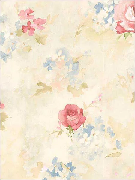 pink blue yellow patterned wallpaper for bedroom by Patton Norwall