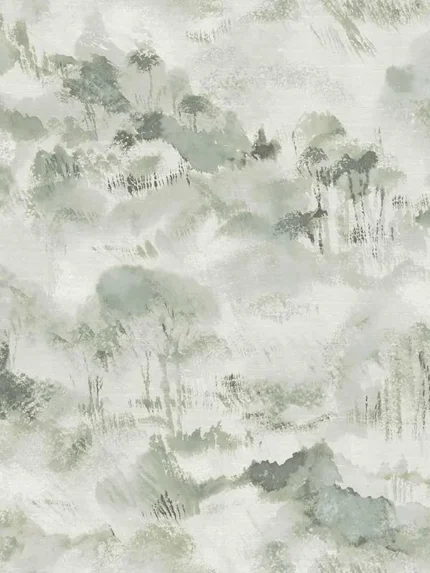 sage toile wallpaper for dining room by A Street Prints