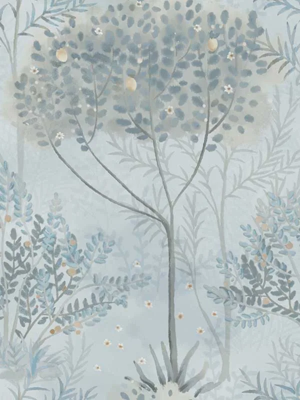 blue and grey patterned wallpaper for bedroom by York
