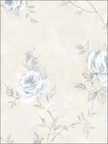 blue beige green patterned wallpaper for bedroom by Patton Norwall