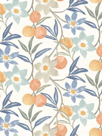 blue floral wallpaper for bedroom by Chesapeake