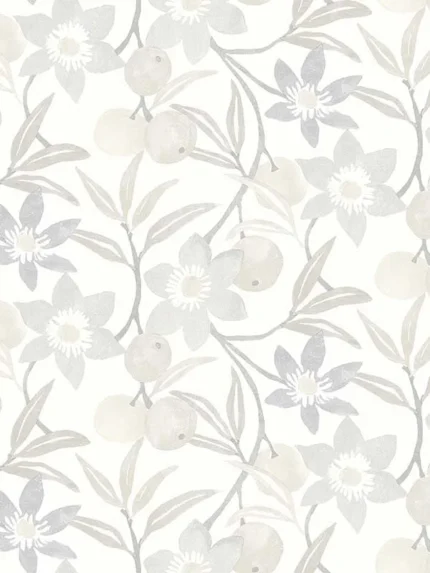 grey floral wallpaper for bedroom by Chesapeake