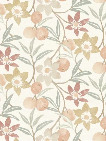 peach floral wallpaper for bedroom by Chesapeake